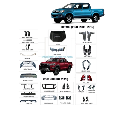 İyi bir fiyat. 53121-0K220 Toyota Hilux Vigo 2008-2012 Hilux Rocco'ya 10 Parçadan Fazla Plastik Otomatik Tam Vücut Kiti 531210K220 çevrimiçi
